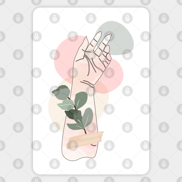 Woman's hand with leaves Magnet by RavenWolfCat